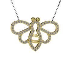 Bumblebee Arı Kolye - Peridot ve pırlanta 14 ayar altın kolye (0.737 karat, 40 cm gümüş rolo zincir) #11iddm0