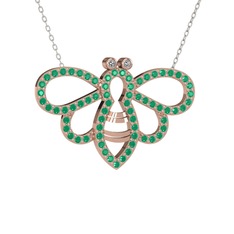 Bumblebee Arı Kolye - Swarovski ve kök yakut 18 ayar rose altın kolye (40 cm gümüş rolo zincir) #12zw6s