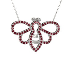 Bumblebee Arı Kolye - Beyaz zirkon ve kök zümrüt 925 ayar gümüş kolye (40 cm gümüş rolo zincir) #1aid79c