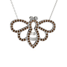 Bumblebee Arı Kolye - Swarovski ve dumanlı kuvars 925 ayar gümüş kolye (40 cm beyaz altın rolo zincir) #1ec12ov