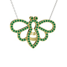 Bumblebee Arı Kolye - Yeşil kuvars 925 ayar altın kaplama gümüş kolye (40 cm beyaz altın rolo zincir) #1fvz8p7