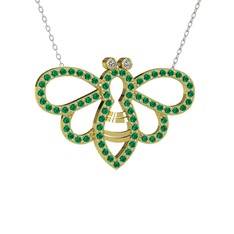 Bumblebee Arı Kolye - Swarovski ve yeşil kuvars 925 ayar altın kaplama gümüş kolye (40 cm gümüş rolo zincir) #1gq66gu