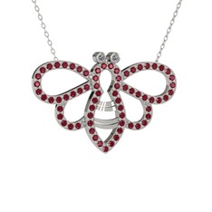 Pırlanta ve kök zümrüt 14 ayar beyaz altın kolye (0.022 karat, 40 cm beyaz altın rolo zincir)