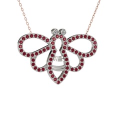 Bumblebee Arı Kolye - Swarovski ve kök zümrüt 925 ayar gümüş kolye (40 cm rose altın rolo zincir) #1mjqo3