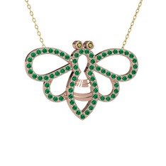 Peridot ve yeşil kuvars 925 ayar rose altın kaplama gümüş kolye (40 cm altın rolo zincir)