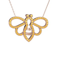 Bumblebee Arı Kolye - Sitrin 14 ayar rose altın kolye (40 cm rose altın rolo zincir) #1vf5ka3