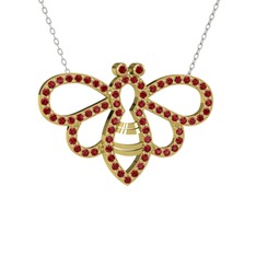 Garnet 925 ayar altın kaplama gümüş kolye (40 cm beyaz altın rolo zincir)
