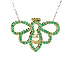 Bumblebee Arı Kolye - Peridot ve kök yakut 925 ayar altın kaplama gümüş kolye (40 cm rose altın rolo zincir) #fej1h1