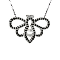 Swarovski ve siyah zirkon 925 ayar gümüş kolye (40 cm gümüş rolo zincir)