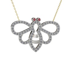 Bumblebee Arı Kolye - Kök yakut ve pırlanta 925 ayar gümüş kolye (0.737 karat, 40 cm gümüş rolo zincir) #sjzvhp