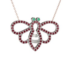 Bumblebee Arı Kolye - Kök zümrüt 14 ayar beyaz altın kolye (40 cm gümüş rolo zincir) #veqndp