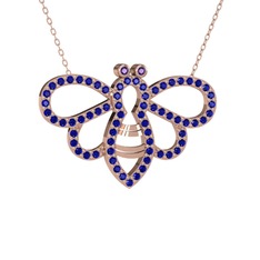 Bumblebee Arı Kolye - Ametist ve lab safir 925 ayar rose altın kaplama gümüş kolye (40 cm rose altın rolo zincir) #vfpwsu