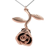 Alba Gül Kolye - 18 ayar rose altın kolye (40 cm gümüş rolo zincir) #15ibujn