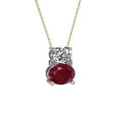 Thea Kolye - Swarovski, kök yakut ve pırlanta 925 ayar gümüş kolye (0.036 karat, 40 cm altın rolo zincir) #11j0b6h