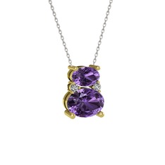 Thea Kolye - Ametist ve swarovski 925 ayar altın kaplama gümüş kolye (40 cm beyaz altın rolo zincir) #12eb8yu