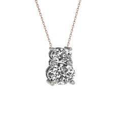 Beyaz zirkon ve swarovski 925 ayar gümüş kolye (40 cm gümüş rolo zincir)