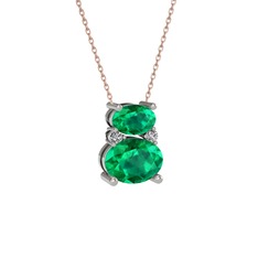 Thea Kolye - Yeşil kuvars ve swarovski 14 ayar beyaz altın kolye (40 cm gümüş rolo zincir) #17fygpd