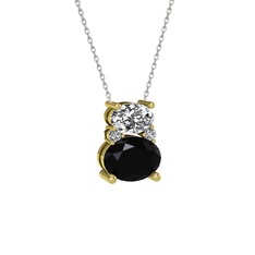 Thea Kolye - Beyaz zirkon, siyah zirkon ve swarovski 8 ayar altın kolye (40 cm beyaz altın rolo zincir) #17w4h68
