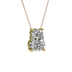 Swarovski 14 ayar altın kolye (40 cm rose altın rolo zincir)