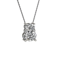 Beyaz zirkon ve swarovski 18 ayar beyaz altın kolye (40 cm gümüş rolo zincir)