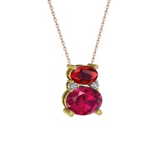 Garnet, rodolit garnet ve swarovski 925 ayar altın kaplama gümüş kolye (40 cm gümüş rolo zincir)