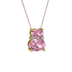 Thea Kolye - Pembe kuvars ve swarovski 925 ayar altın kaplama gümüş kolye (40 cm rose altın rolo zincir) #1j2xr8o