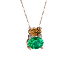 Thea Kolye - Dumanlı kuvars, yeşil kuvars ve swarovski 8 ayar rose altın kolye (40 cm gümüş rolo zincir) #1kzwkz0