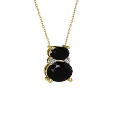 Thea Kolye - Siyah zirkon ve swarovski 925 ayar altın kaplama gümüş kolye (40 cm altın rolo zincir) #1l588lj