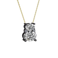 Thea Kolye - Beyaz zirkon, swarovski ve pırlanta 925 ayar siyah rodyum kaplama gümüş kolye (0.036 karat, 40 cm altın rolo zincir) #1nz1jgo