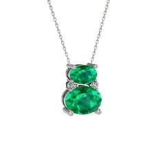 Thea Kolye - Yeşil kuvars ve swarovski 18 ayar beyaz altın kolye (40 cm gümüş rolo zincir) #1p3n0yz