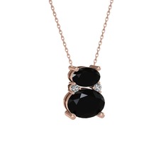 Thea Kolye - Siyah zirkon ve swarovski 14 ayar rose altın kolye (40 cm gümüş rolo zincir) #1udc3no