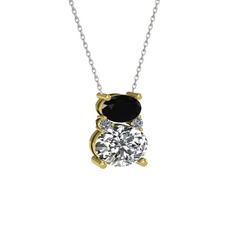 Thea Kolye - Siyah zirkon, swarovski ve pırlanta 18 ayar altın kolye (0.036 karat, 40 cm gümüş rolo zincir) #1wdnp8e