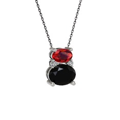 Thea Kolye - Garnet, siyah zirkon ve swarovski 925 ayar gümüş kolye (40 cm gümüş rolo zincir) #1x8rid3