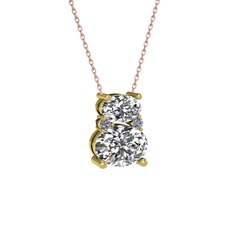 Thea Kolye - Beyaz zirkon, swarovski ve pırlanta 8 ayar altın kolye (0.036 karat, 40 cm gümüş rolo zincir) #2wn86y