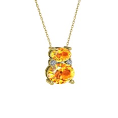 Thea Kolye - Sitrin ve swarovski 18 ayar altın kolye (40 cm altın rolo zincir) #3915kw