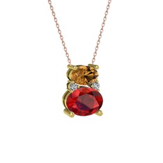 Thea Kolye - Dumanlı kuvars, garnet ve swarovski 14 ayar altın kolye (40 cm gümüş rolo zincir) #47h6tw