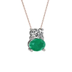Thea Kolye - Swarovski ve kök zümrüt 18 ayar beyaz altın kolye (40 cm gümüş rolo zincir) #4delgw