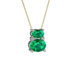 Thea Kolye - Yeşil kuvars ve swarovski 8 ayar beyaz altın kolye (40 cm gümüş rolo zincir) #63n6oc