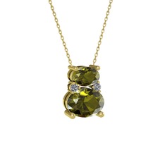 Thea Kolye - Peridot ve pırlanta 8 ayar altın kolye (0.036 karat, 40 cm altın rolo zincir) #6xw915