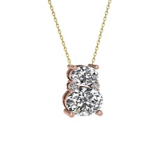 Thea Kolye - Beyaz zirkon ve swarovski 14 ayar rose altın kolye (40 cm altın rolo zincir) #8qg9e