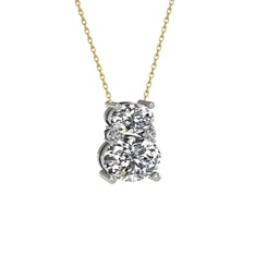 Beyaz zirkon ve swarovski 18 ayar beyaz altın kolye (40 cm altın rolo zincir)