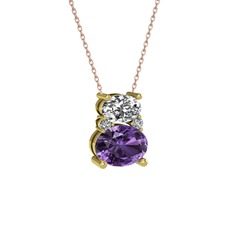 Thea Kolye - Swarovski ve ametist 18 ayar altın kolye (40 cm gümüş rolo zincir) #bgui6q