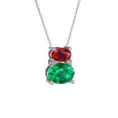 Thea Kolye - Garnet, yeşil kuvars ve swarovski 18 ayar beyaz altın kolye (40 cm beyaz altın rolo zincir) #cyv6l3
