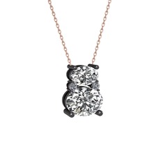 Thea Kolye - Swarovski ve pırlanta 925 ayar siyah rodyum kaplama gümüş kolye (0.036 karat, 40 cm rose altın rolo zincir) #d92w5i