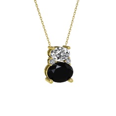 Thea Kolye - Beyaz zirkon, siyah zirkon ve swarovski 14 ayar altın kolye (40 cm altın rolo zincir) #d9ifb3