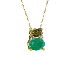 Thea Kolye - Peridot, kök zümrüt ve swarovski 8 ayar altın kolye (40 cm gümüş rolo zincir) #fu4rrz