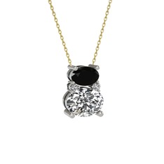 Thea Kolye - Siyah zirkon ve swarovski 18 ayar beyaz altın kolye (40 cm altın rolo zincir) #g6iwhl