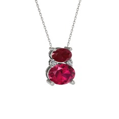 Thea Kolye - Kök yakut, rodolit garnet ve swarovski 925 ayar gümüş kolye (40 cm gümüş rolo zincir) #hs768q