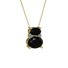 Thea Kolye - Siyah zirkon ve pırlanta 18 ayar altın kolye (0.036 karat, 40 cm altın rolo zincir) #l4mqkw