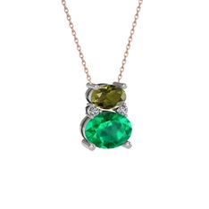 Thea Kolye - Peridot, yeşil kuvars ve swarovski 925 ayar gümüş kolye (40 cm gümüş rolo zincir) #q3owqh